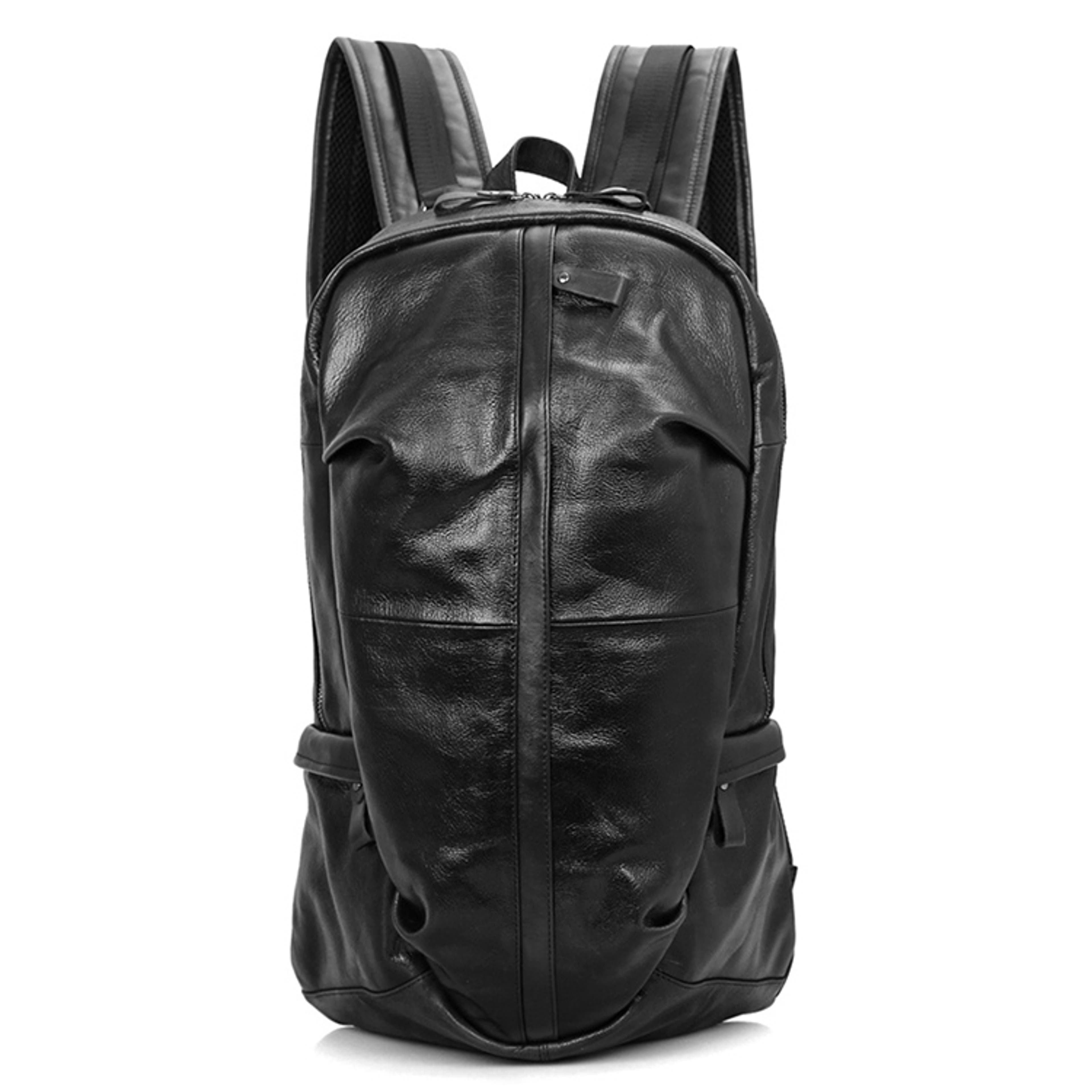 Thin Black Leather Backpack