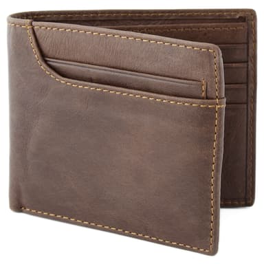 Asymmetrical Brown Bi-Fold Leather Wallet Asymmetrical Brown Bi-Fold Leather Wallet