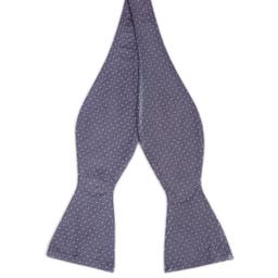 Dark Grey & White Polka Dot Silk Self-Tie Bow Tie
