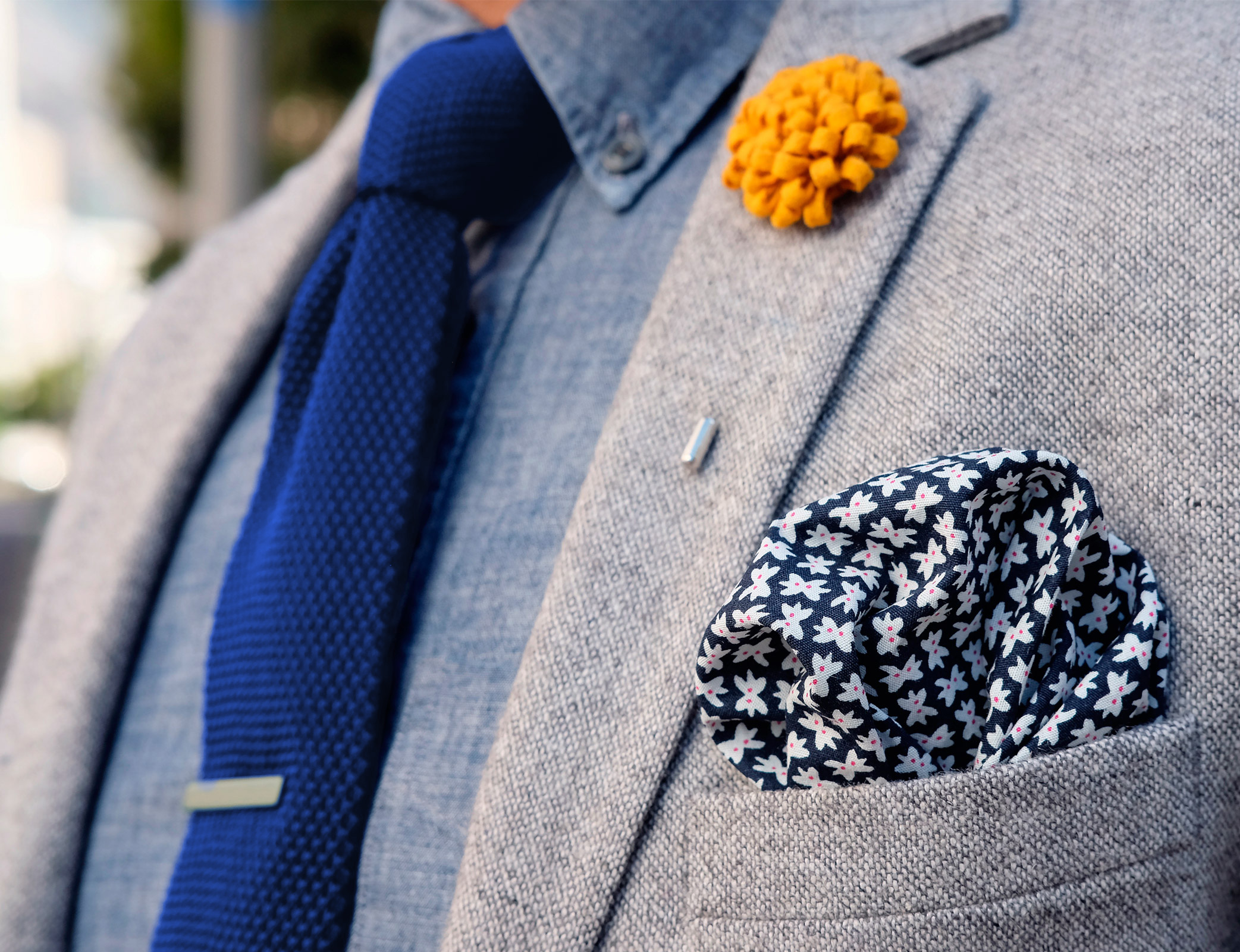 Kungsblå Stickad Slips - 4