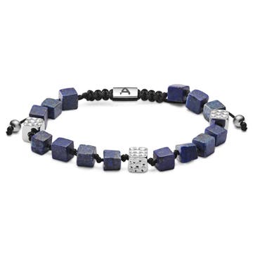 Orphic | Bracelet en acier inoxydable argenté et lapis-lazuli