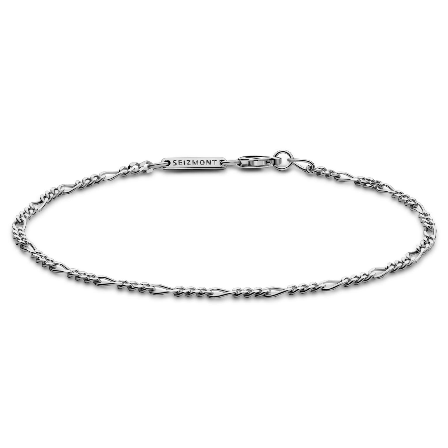 Argentia | 925s | Bracelet Figaro en argent sterling plaqué rhodium de 2 mm Argentia | 925s | Bracelet Figaro en argent sterling plaqué rhodium de 2 mm