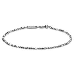 Argentia | 925s | 2mm Rhodium-Plated Sterling Silver Figaro Chain Bracelet