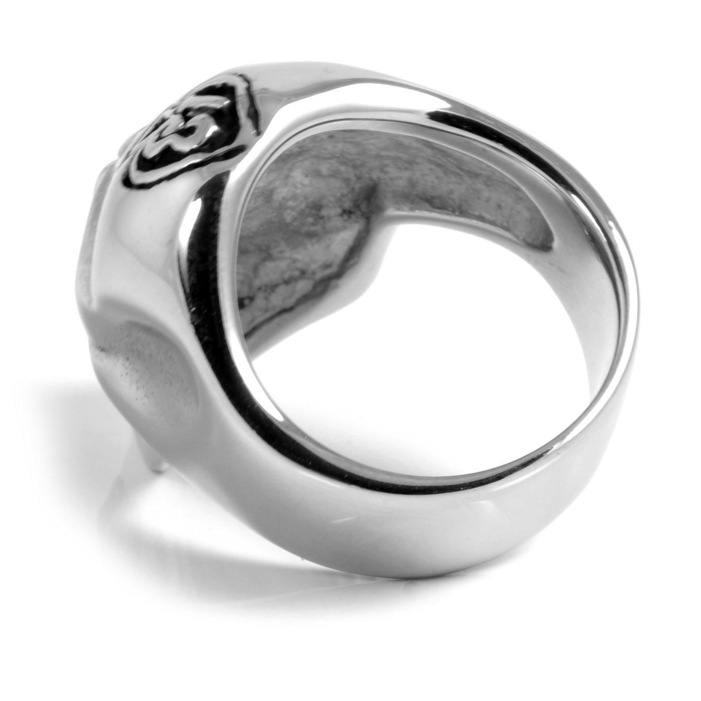 Bague en acier Tête de mort zircon noir - 3