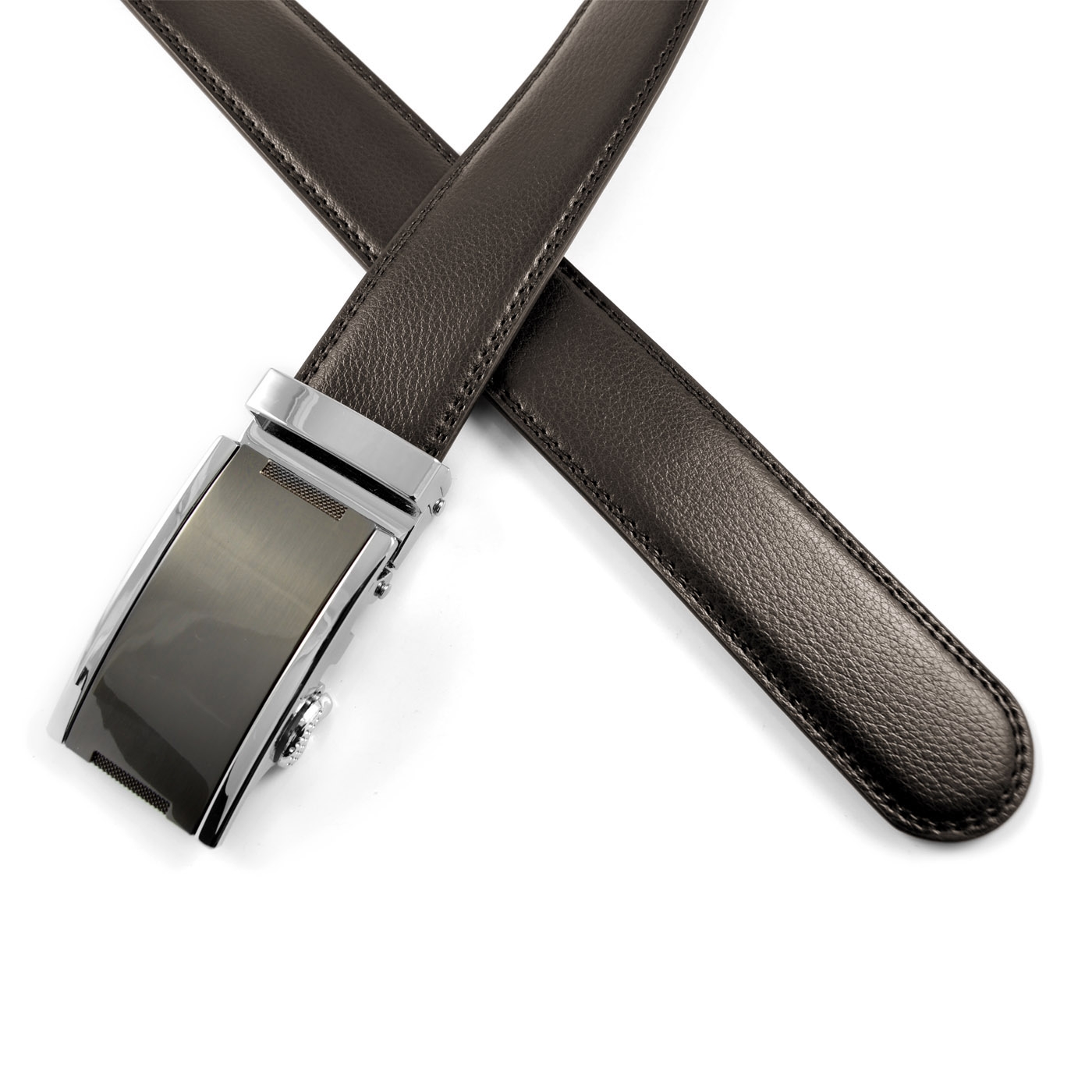 Cinturón con cierre automático marrón clásico  - 2