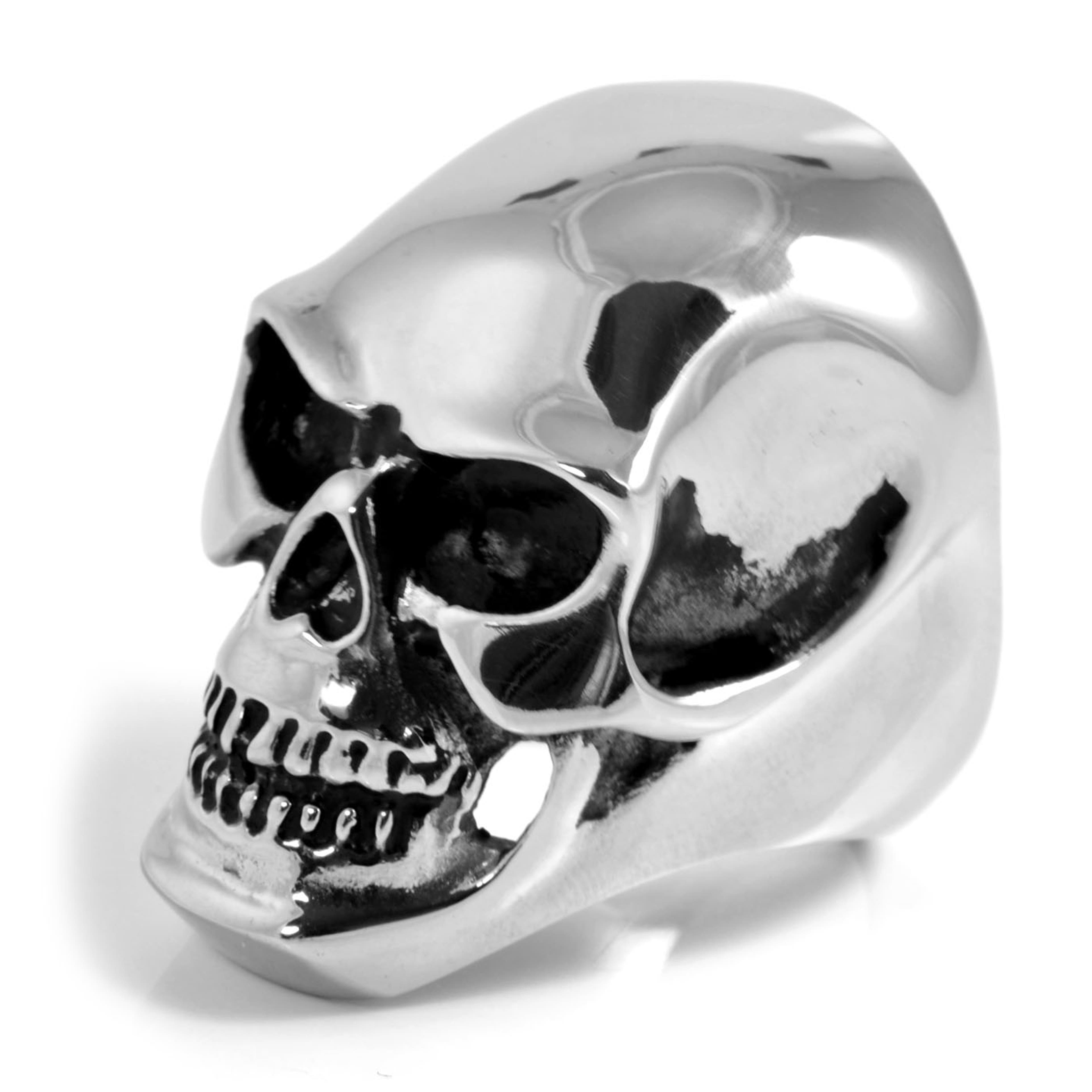 XL Silver-Tone Stainless Steel Skeleton Skull Ring