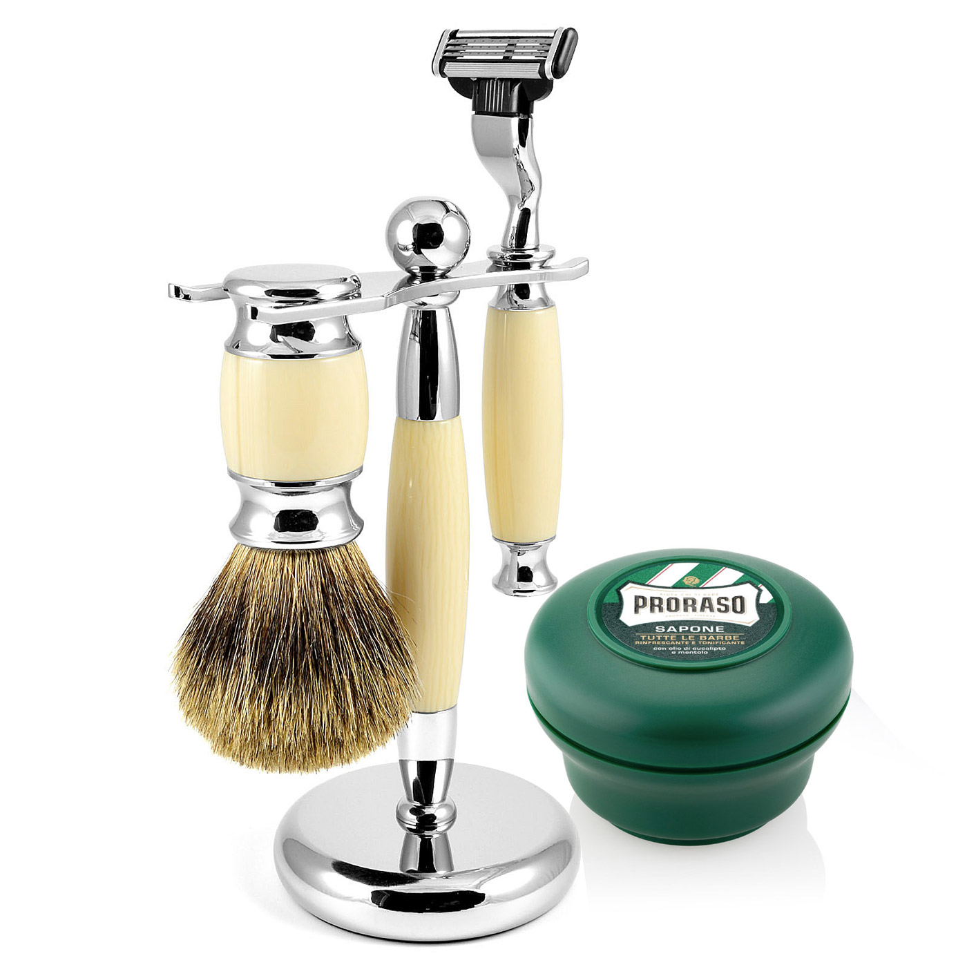 Cremefarbenes Pure Badger Modena Rasierset - 1