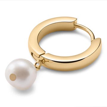 Ocata | Gold-Tone & Pearl Pendant Hoop Earring