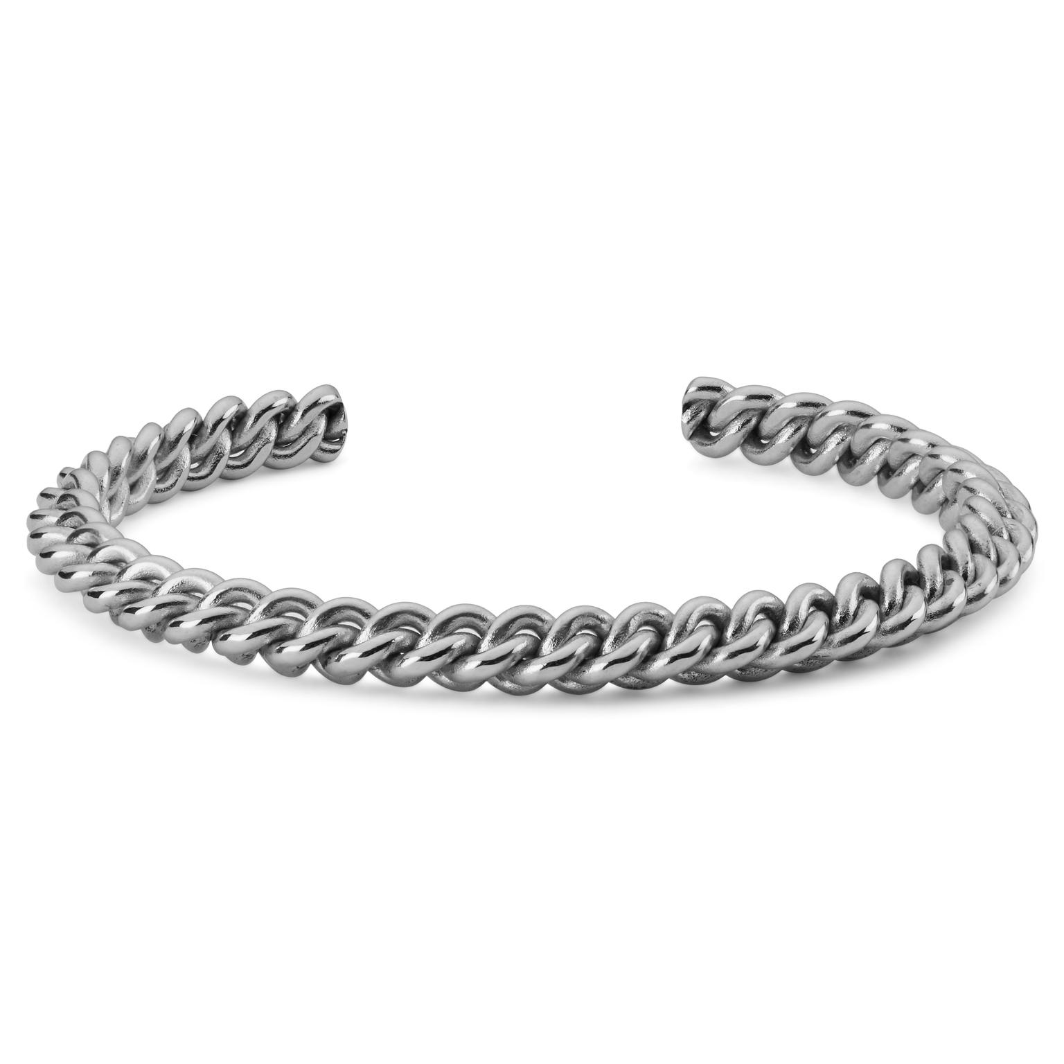 Ασημί Βραχιόλι Χειροπέδα Chain-Link Ασημί Βραχιόλι Χειροπέδα Chain-Link