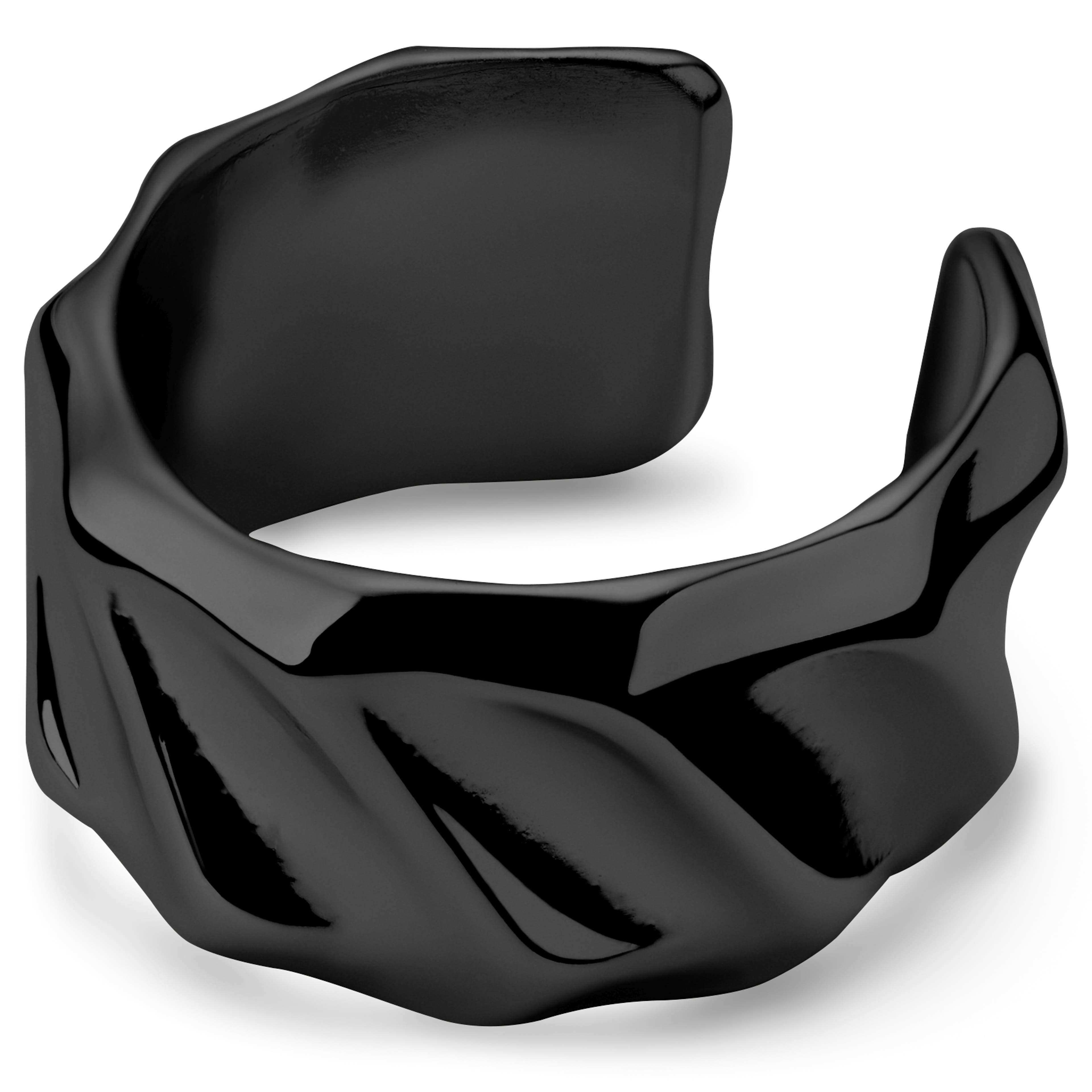 Helix | Cercel cu prindere tip cuff negru cu model deformat, de 8 mm