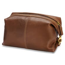 Brown toiletry bags