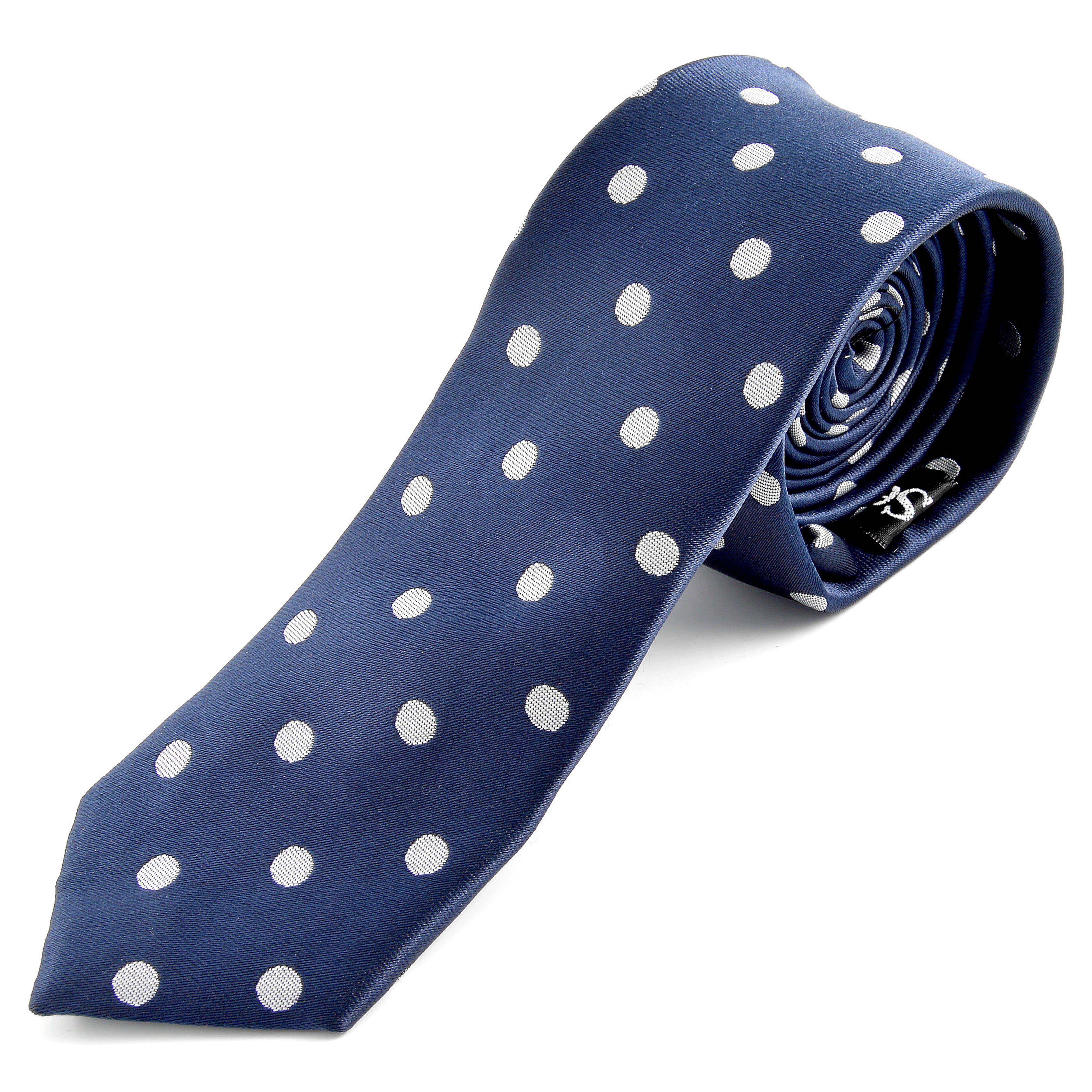 Kék-fehér pöttyös selyem nyakkendő