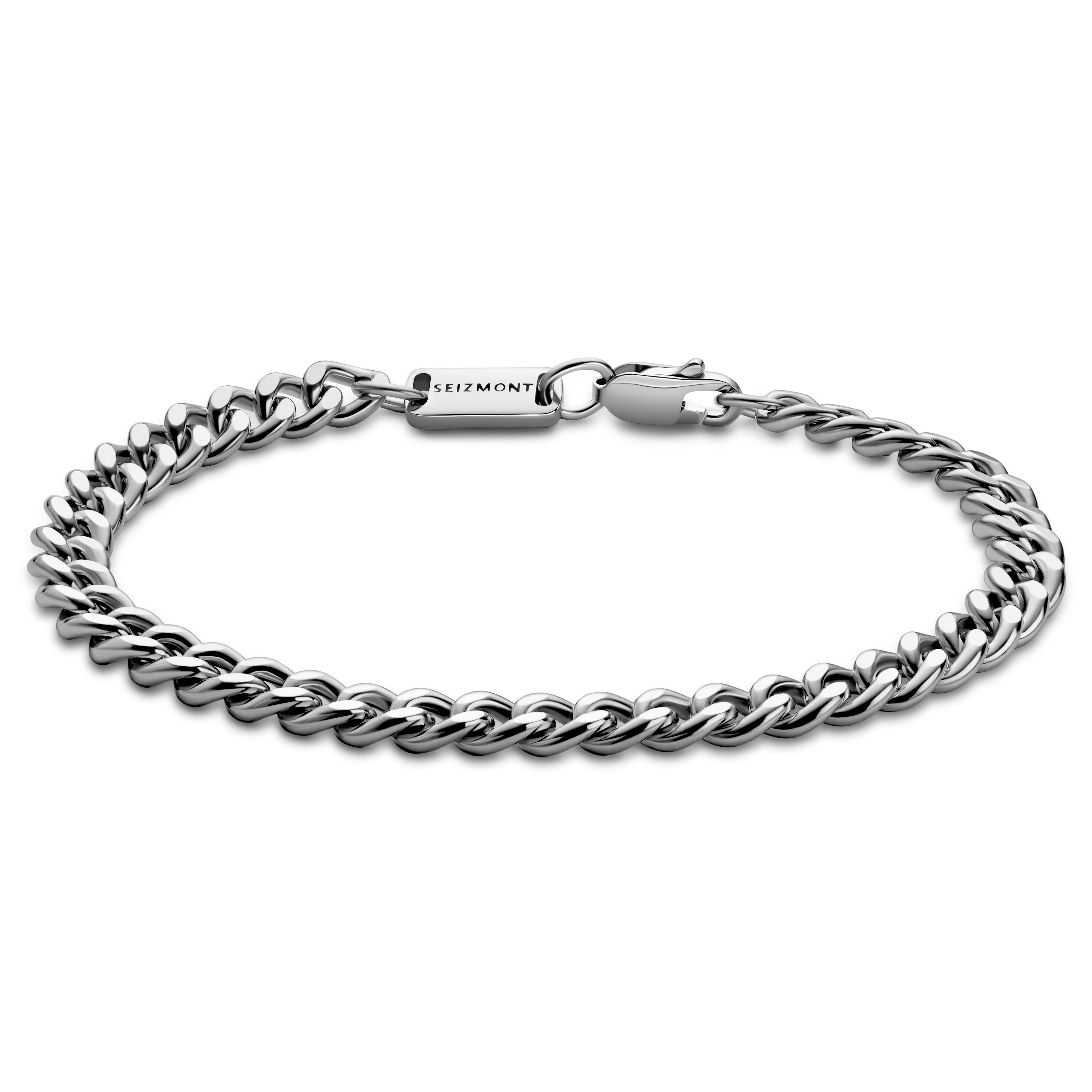 Argentia | 925s | 6 mm rhodiniertes Sterling Silber Curb Chain Armband