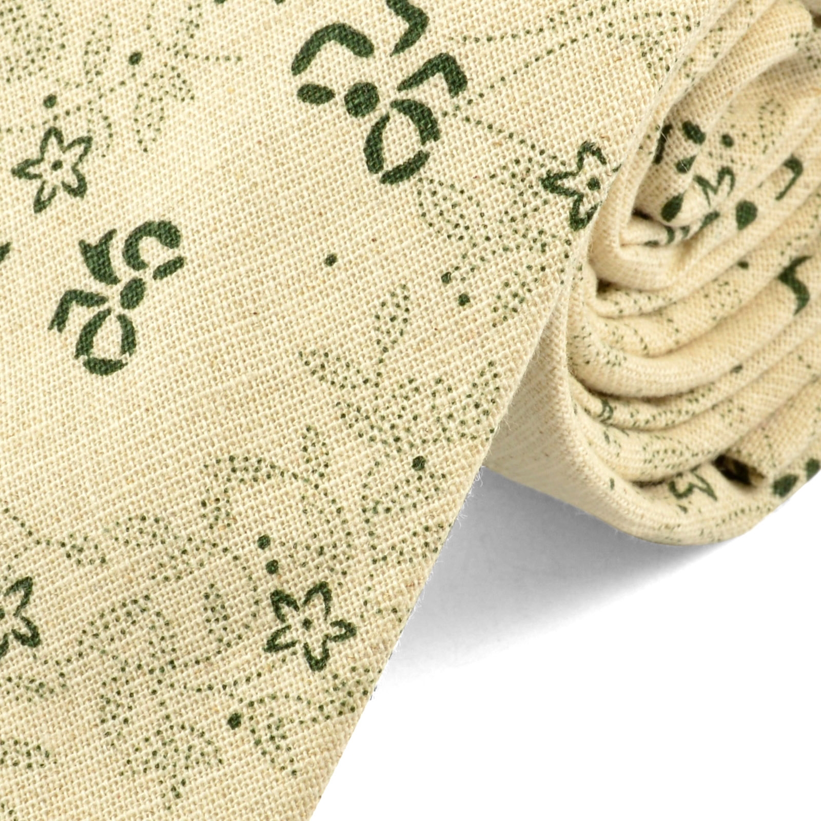  Cream Flower Pattern Tie - 2