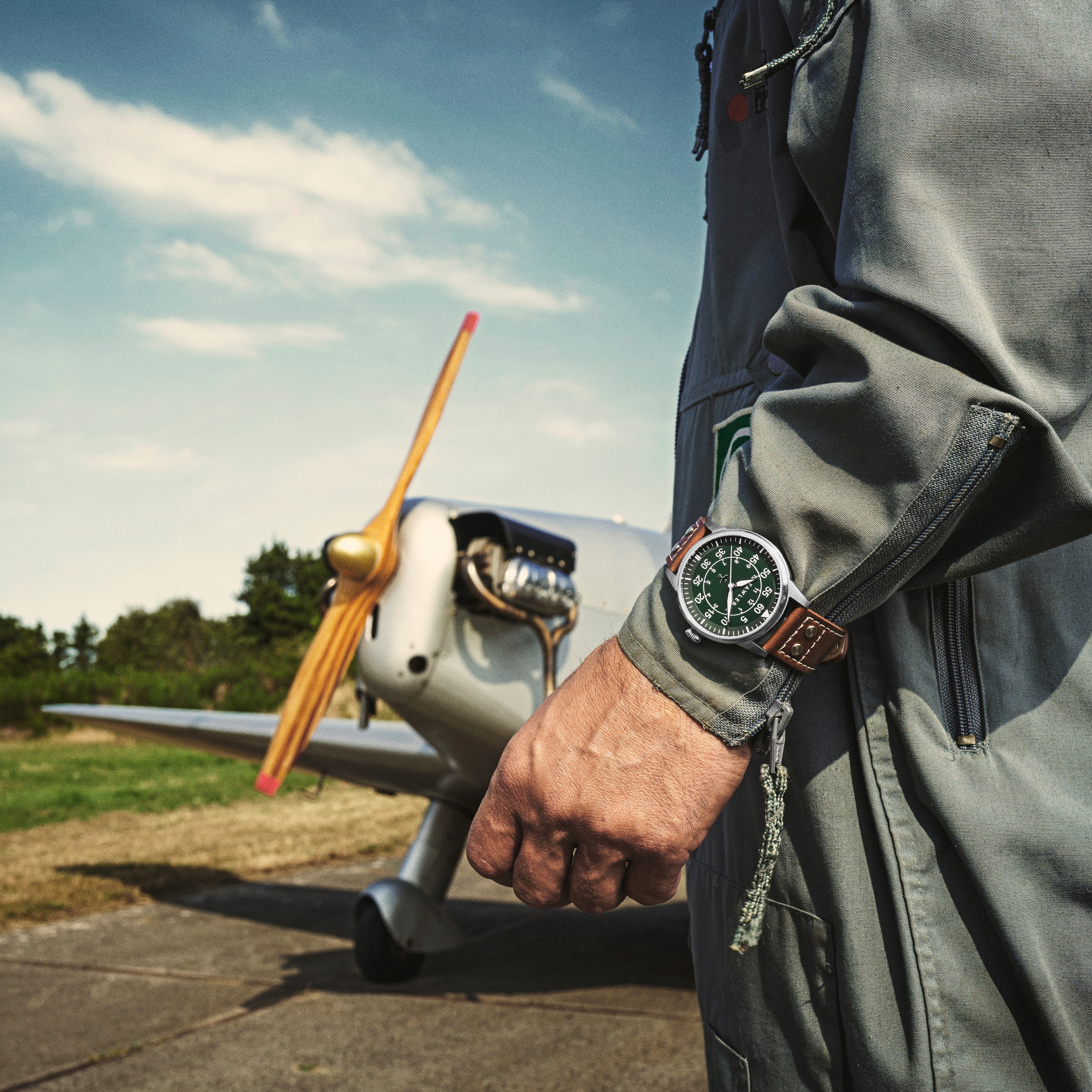 Apollo | Orologio da pilota in acciaio inossidabile verde e argento - 5