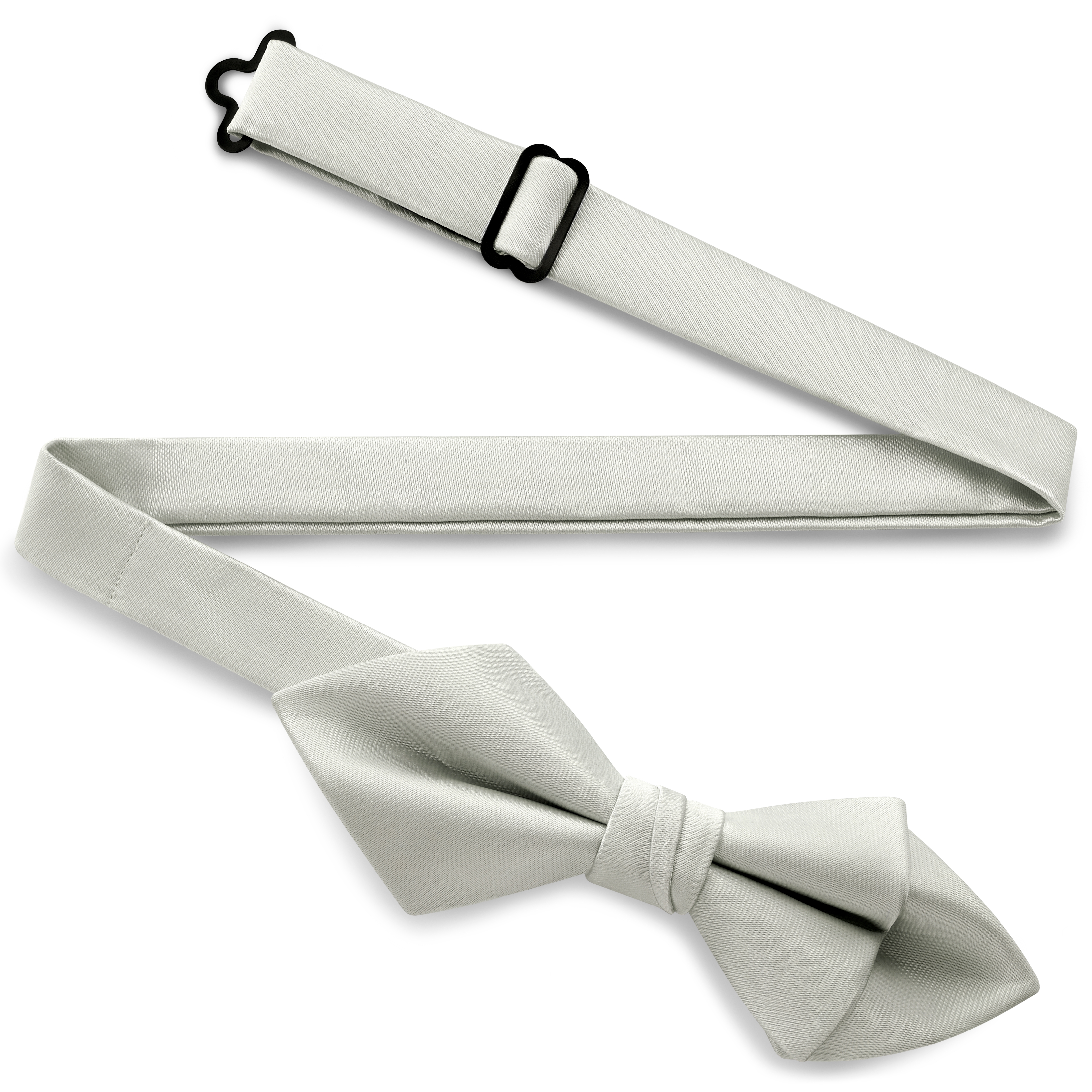 Light Grey Pre-Tied Satin Diamond Tip Bow Tie - 2