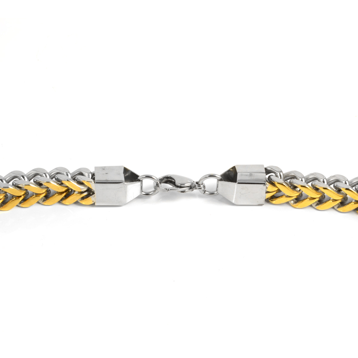 Dicke silber- und goldfarbene Stahlhalskette - 3