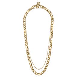 Gold-Tone Figaro & Cable Chain Necklace Layering Set