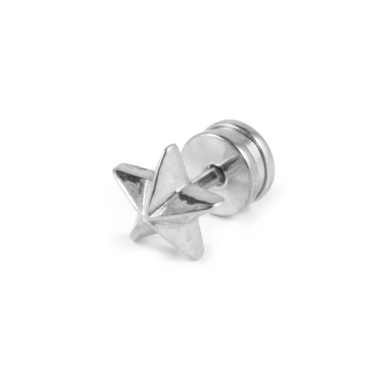 Orecchino a bottone color argento a forma di stella da 6mm Orecchino a bottone color argento a forma di stella da 6mm