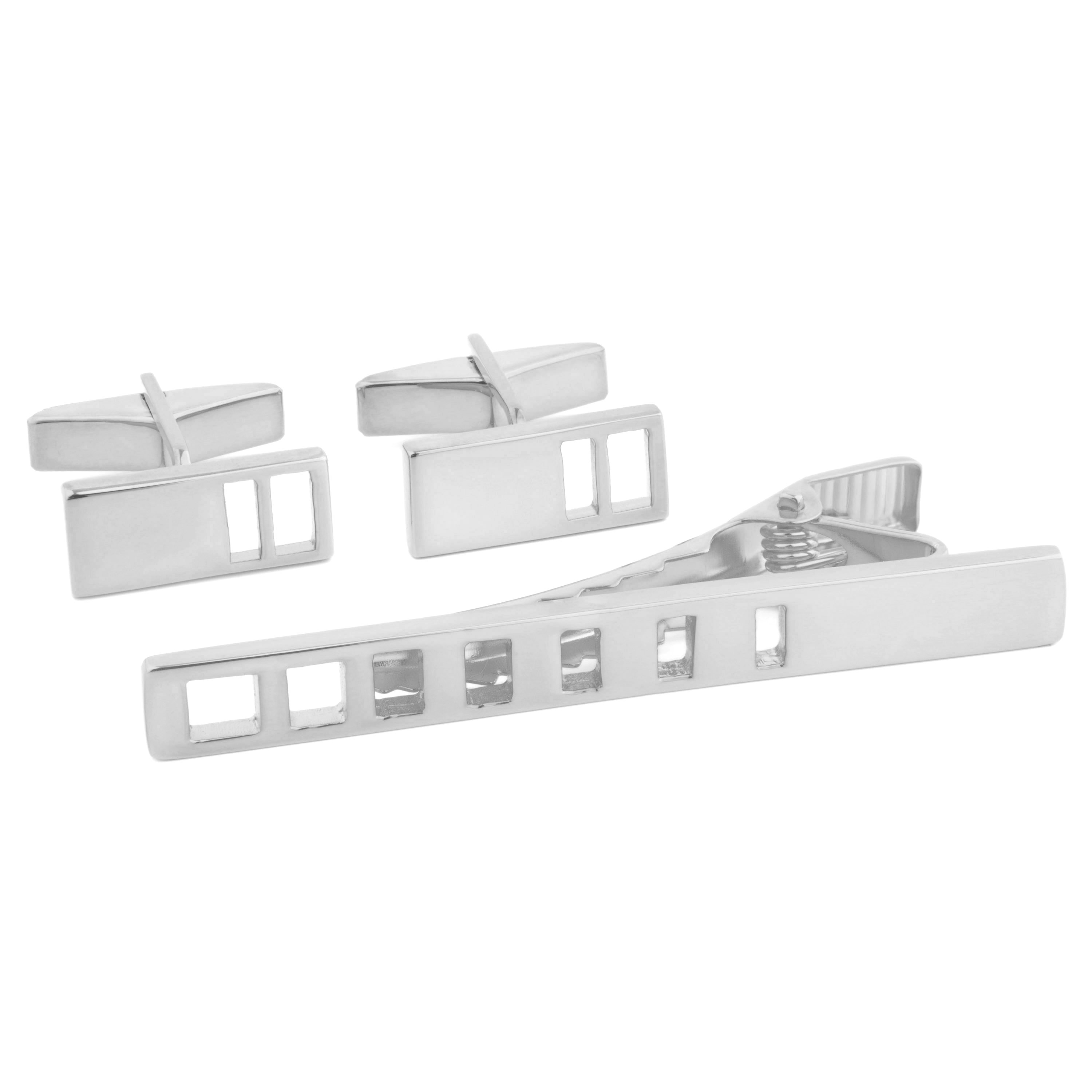 Set cu accesorii din argint 925s cu model cu găuri gradate - 1