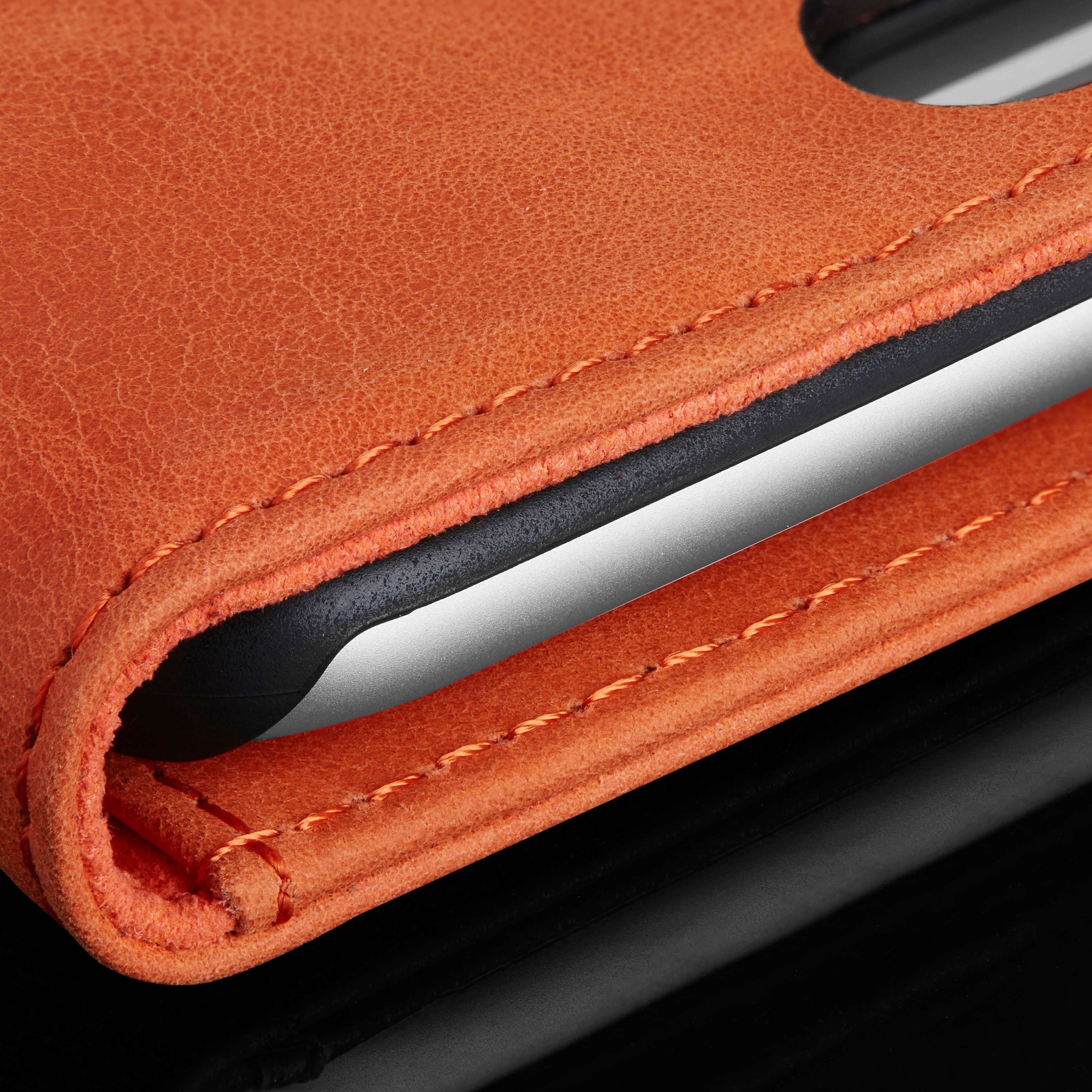 Custodia in pelle arancione per iPhone 7 - 5