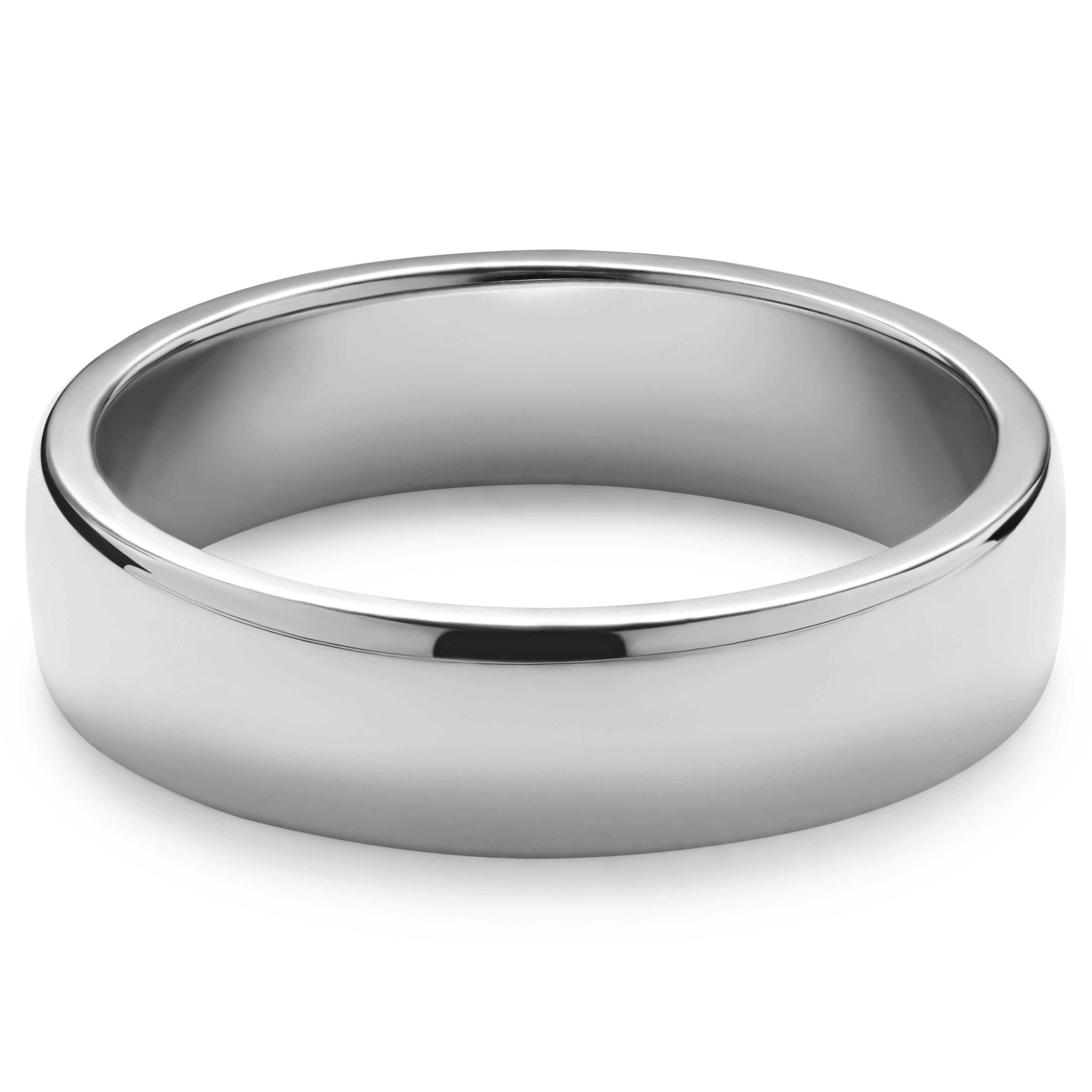 Ferrum | Anneau argenté en acier inoxydable poli - profil en 'D' - 6 mm - 4