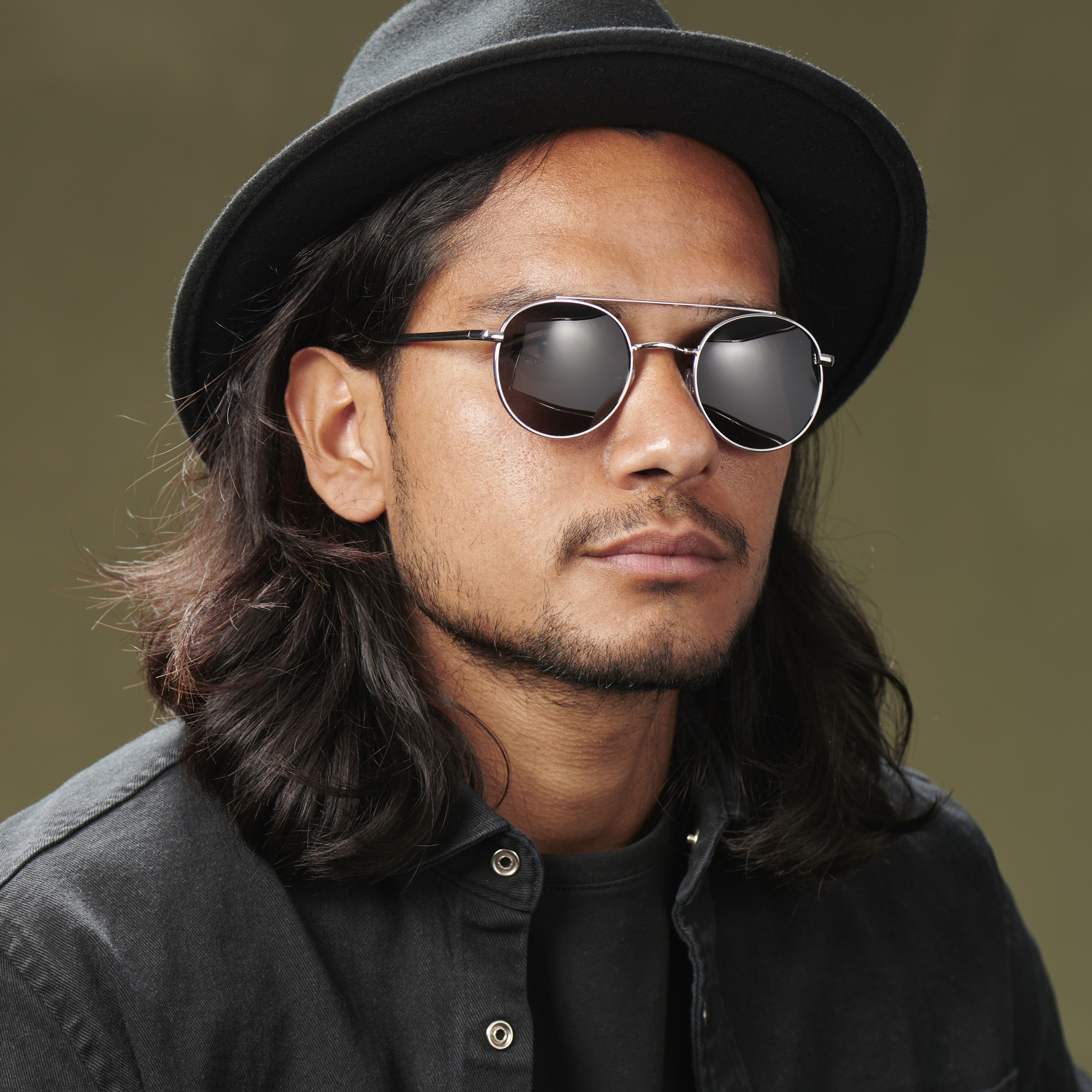 Ambit Sølvfarvede Runde Aviator Solbriller - 2