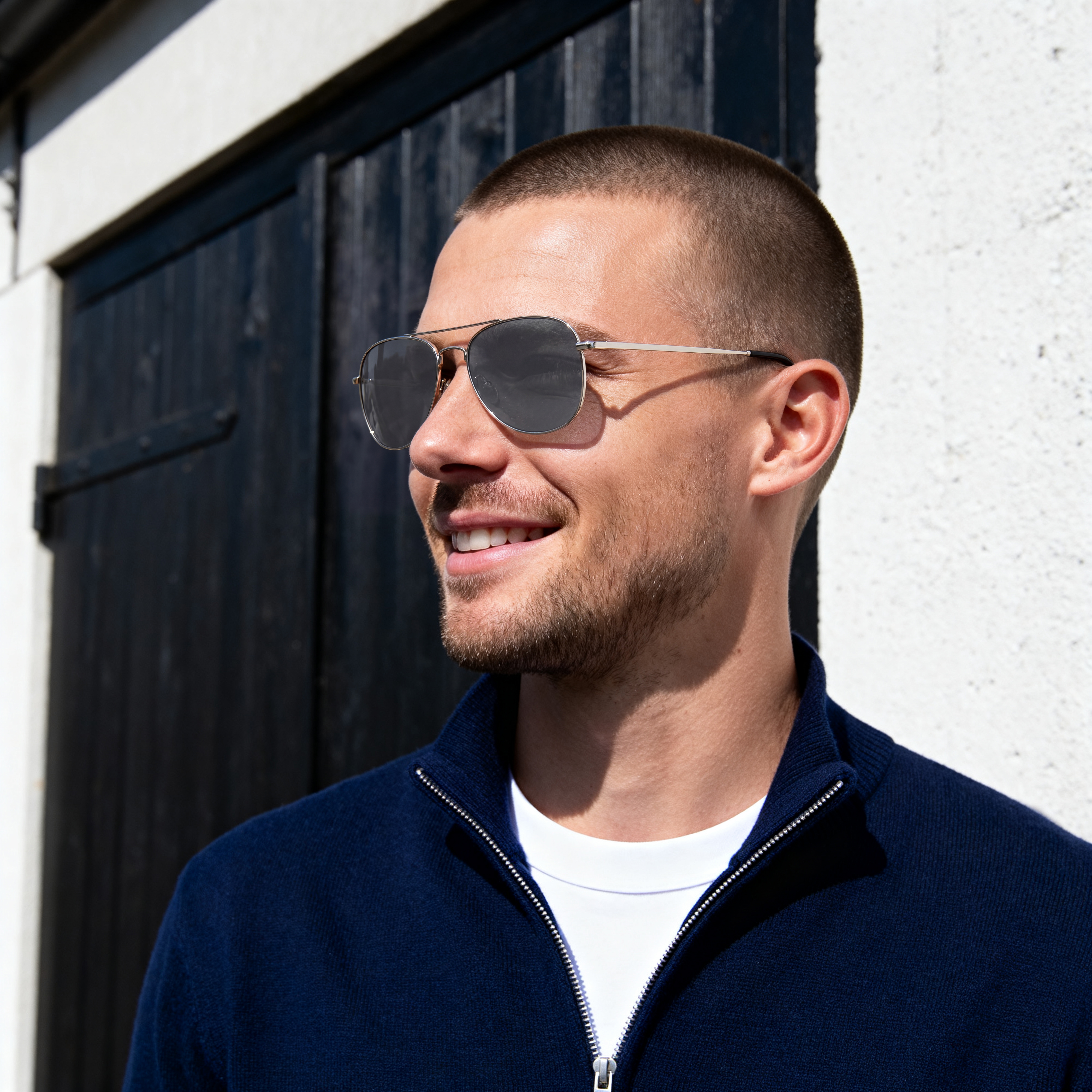 Silver-Tone & Smoke Grey Aviator Sunglasses - 3