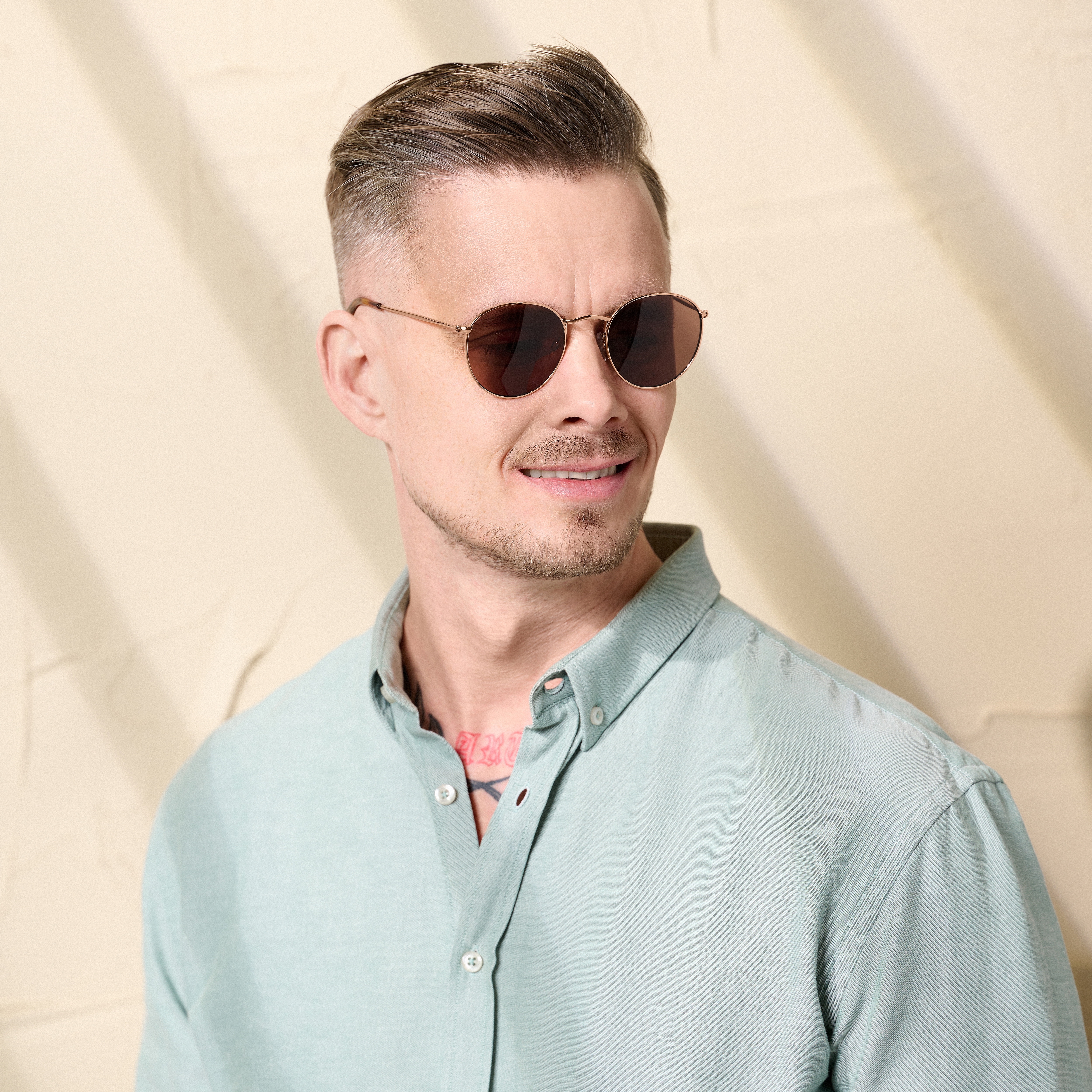 Round Rose Gold-Tone Lennon Sunglasses - 6