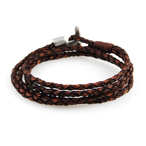 Brunt Flettet Classy Læderarmbånd - 1