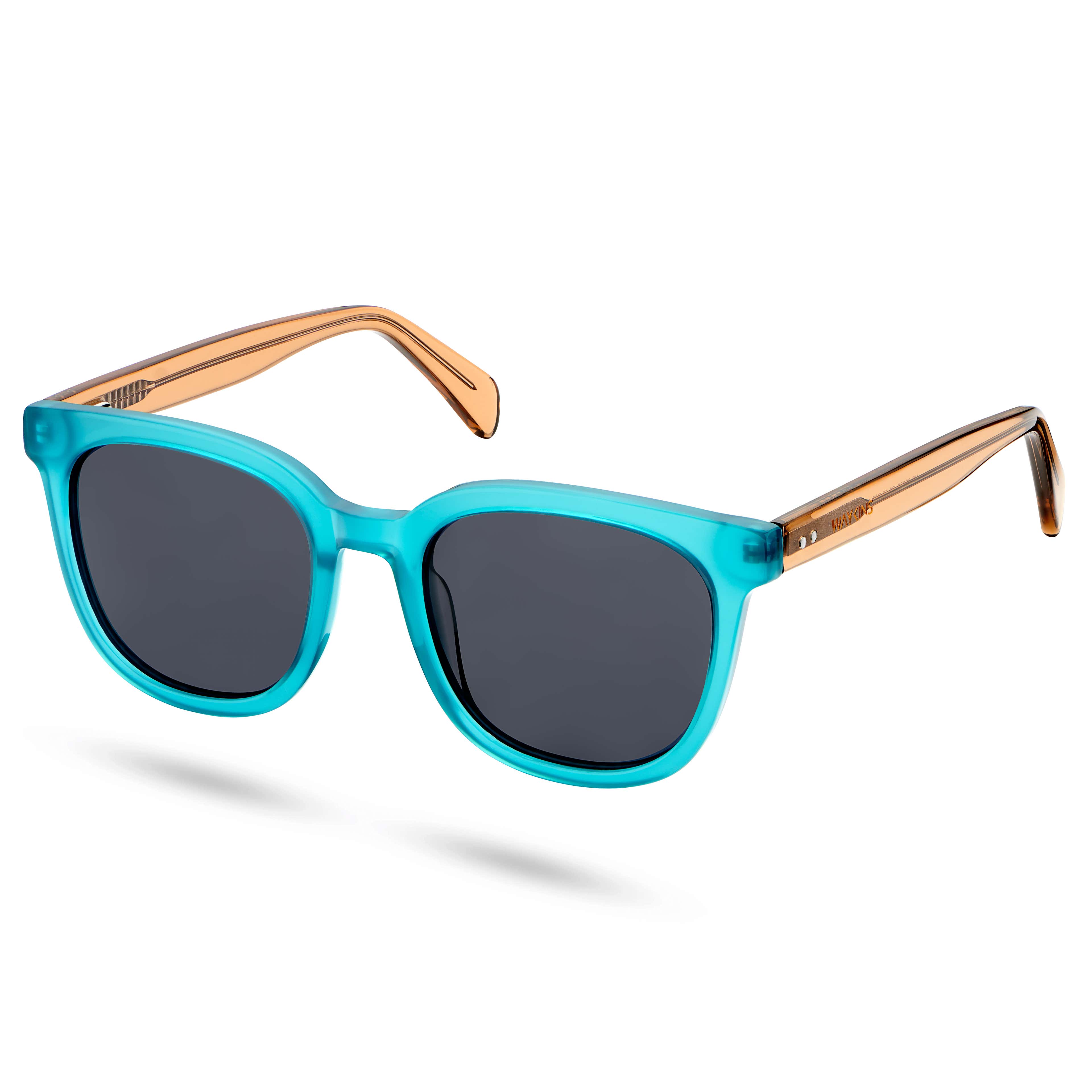 Blue & Brown Semi-transparent Polarised Sunglasses - 1 - primary thumbnail small_image gallery