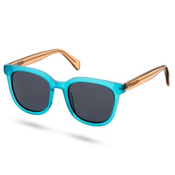 Halbtransparente polarisierte Sonnenbrille in Blau und Braun
