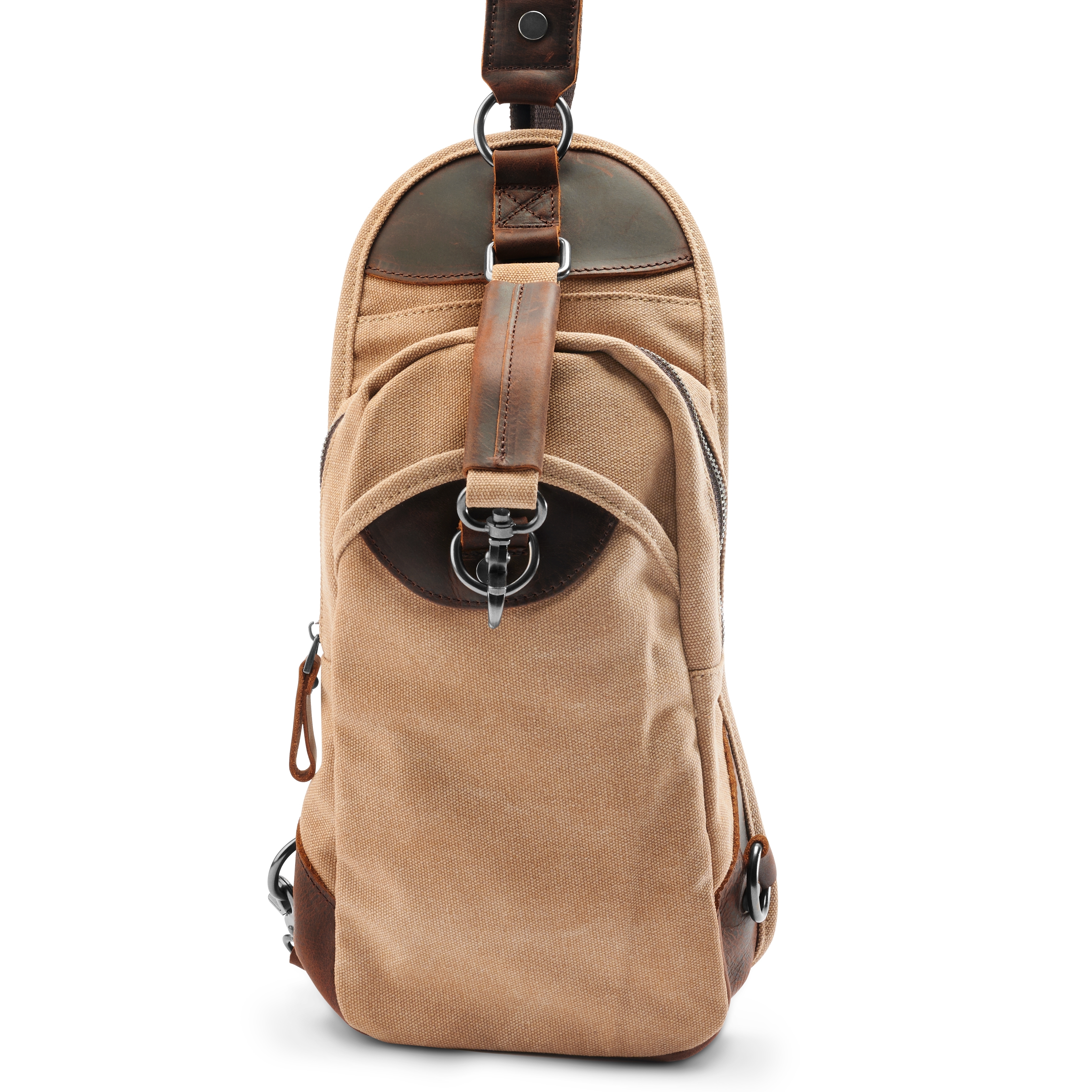 Tan Canvas & Brown Leather Shoulder Bag - 5