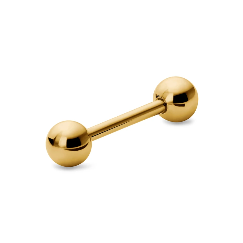 Barbell recto con bolas de acero quirúrgico dorado de 8 mm Barbell recto con bolas de acero quirúrgico dorado de 8 mm