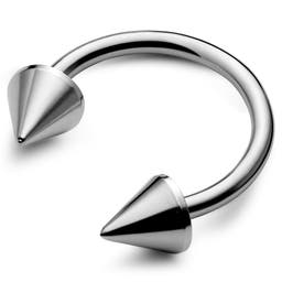 Circular barbell de titanio plateado con pinchos de 12 mm