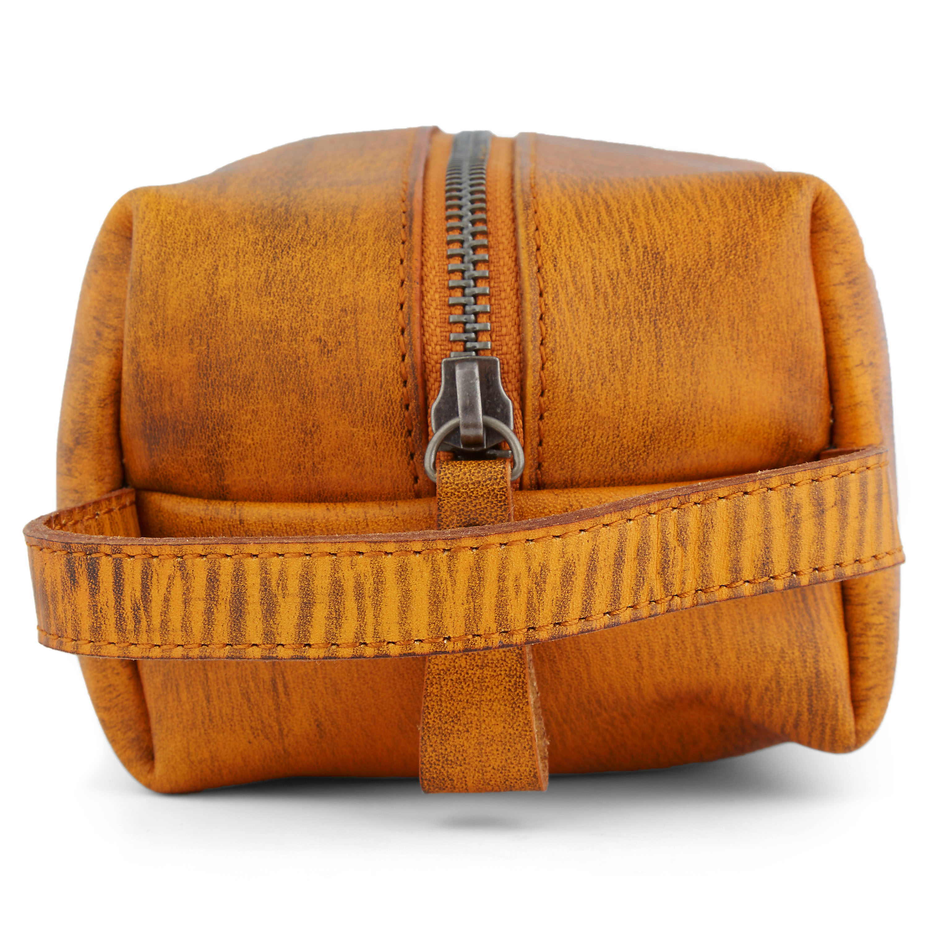 Keltaruskea nahkainen toilettilaukku - 6