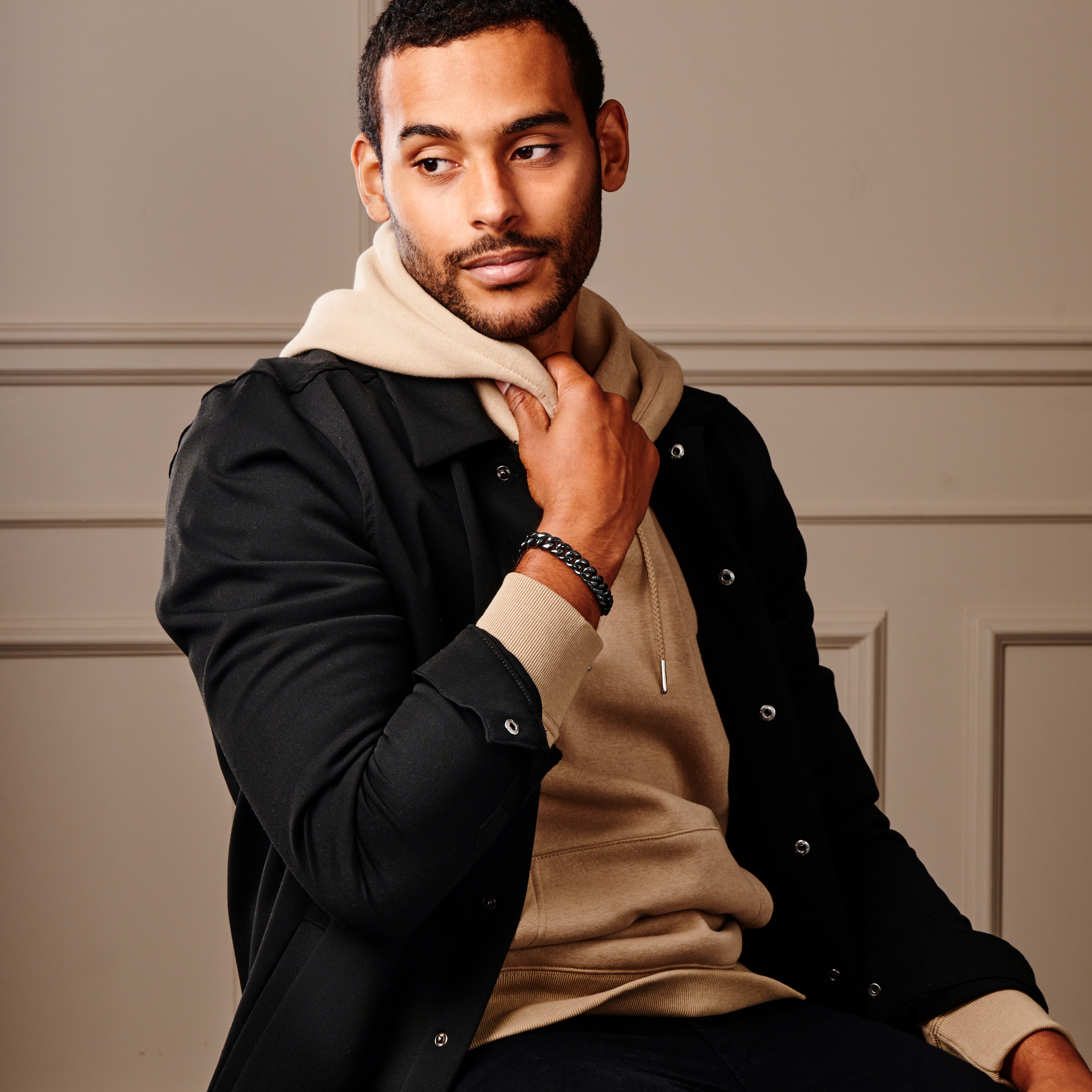 12 mm czarna stalowa bransoletka łańcuszkowa - 4