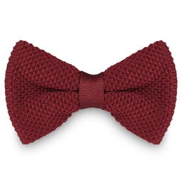 Burgundy Knitted Pre-Tied Bow Tie