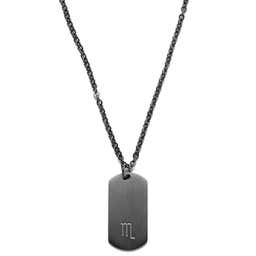 Zodiac | Gunmetal Stainless Steel Scorpio Star Sign Dog Tag Cable Chain Necklace
