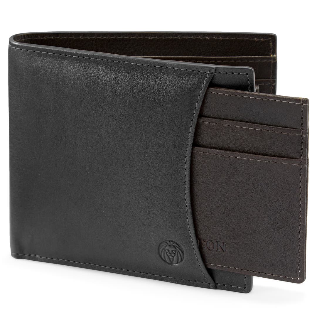 Lincoln Black & Dark-Brown Leather RFID-Blocking Wallet & Card Holder ...