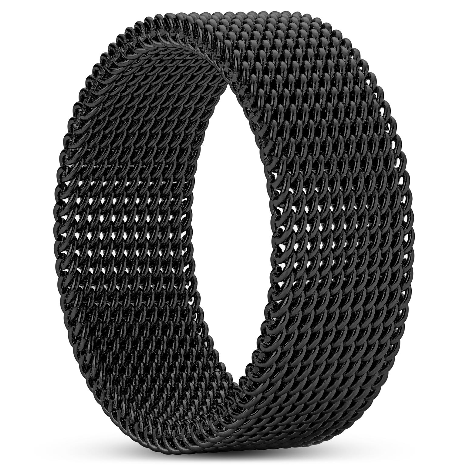 Sentio | Anneau noir flexible à mailles en acier inoxydable Sentio | Anneau noir flexible à mailles en acier inoxydable