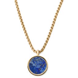 Orisun | Náhrdelník z nerezové oceli zlaté barvy s kulatým přívěskem lapis lazuli