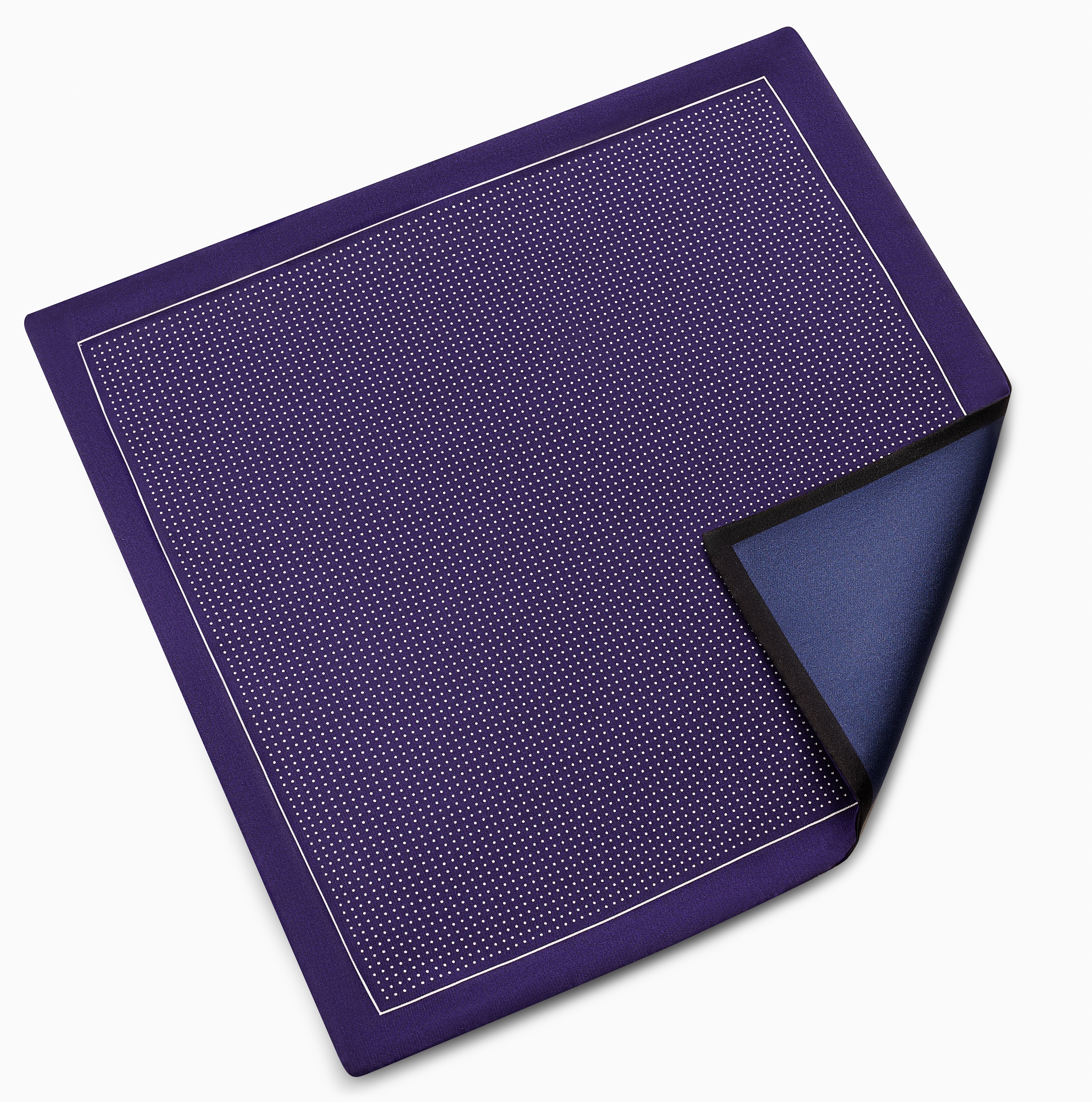 Elegio | Pañuelo de bolsillo reversible de seda azul con estampado de lunares y 4 tonos - 3