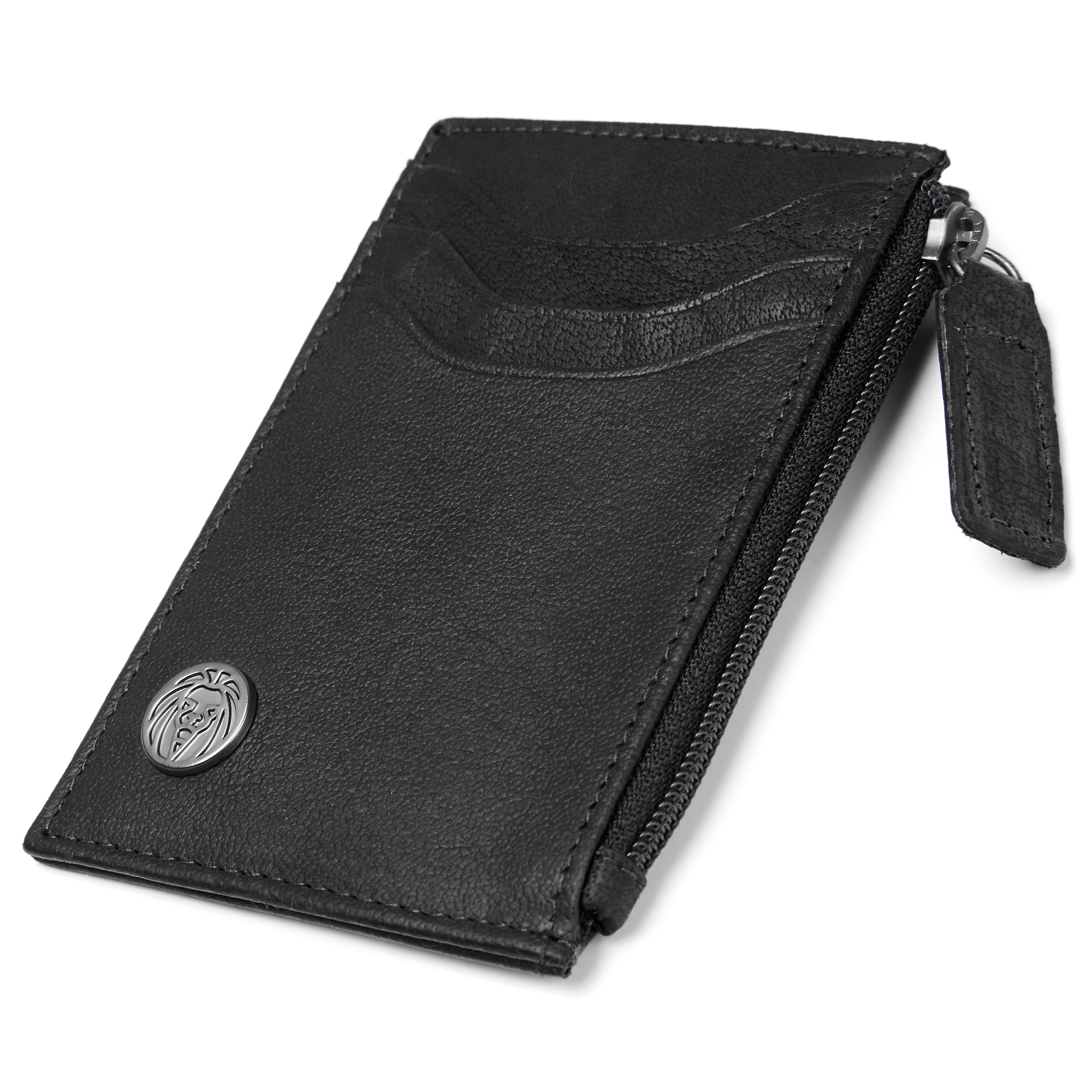 Oxford Black Leather Zip Cardholder - 4