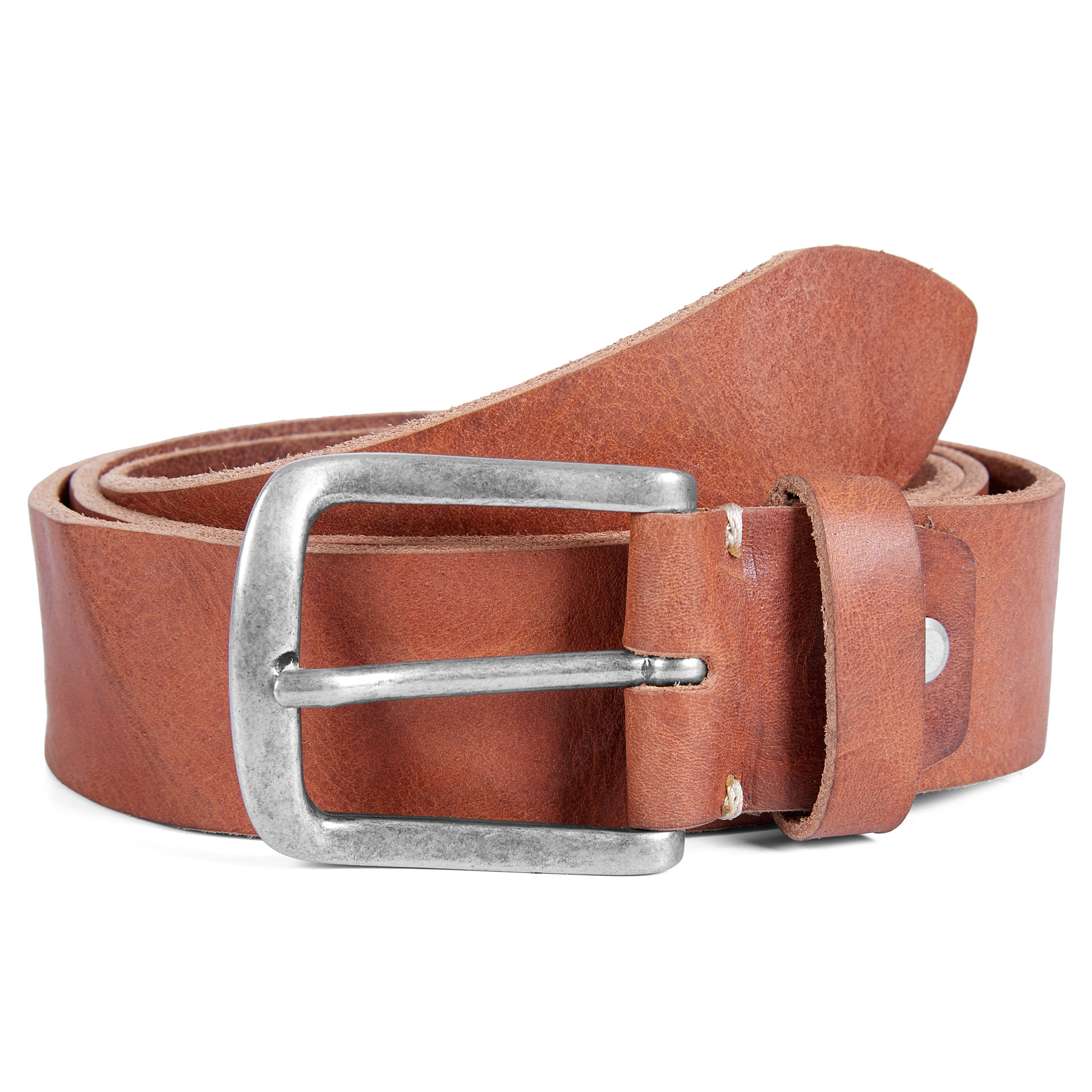 Okerkleurige Italiaanse Leren Riem - 1