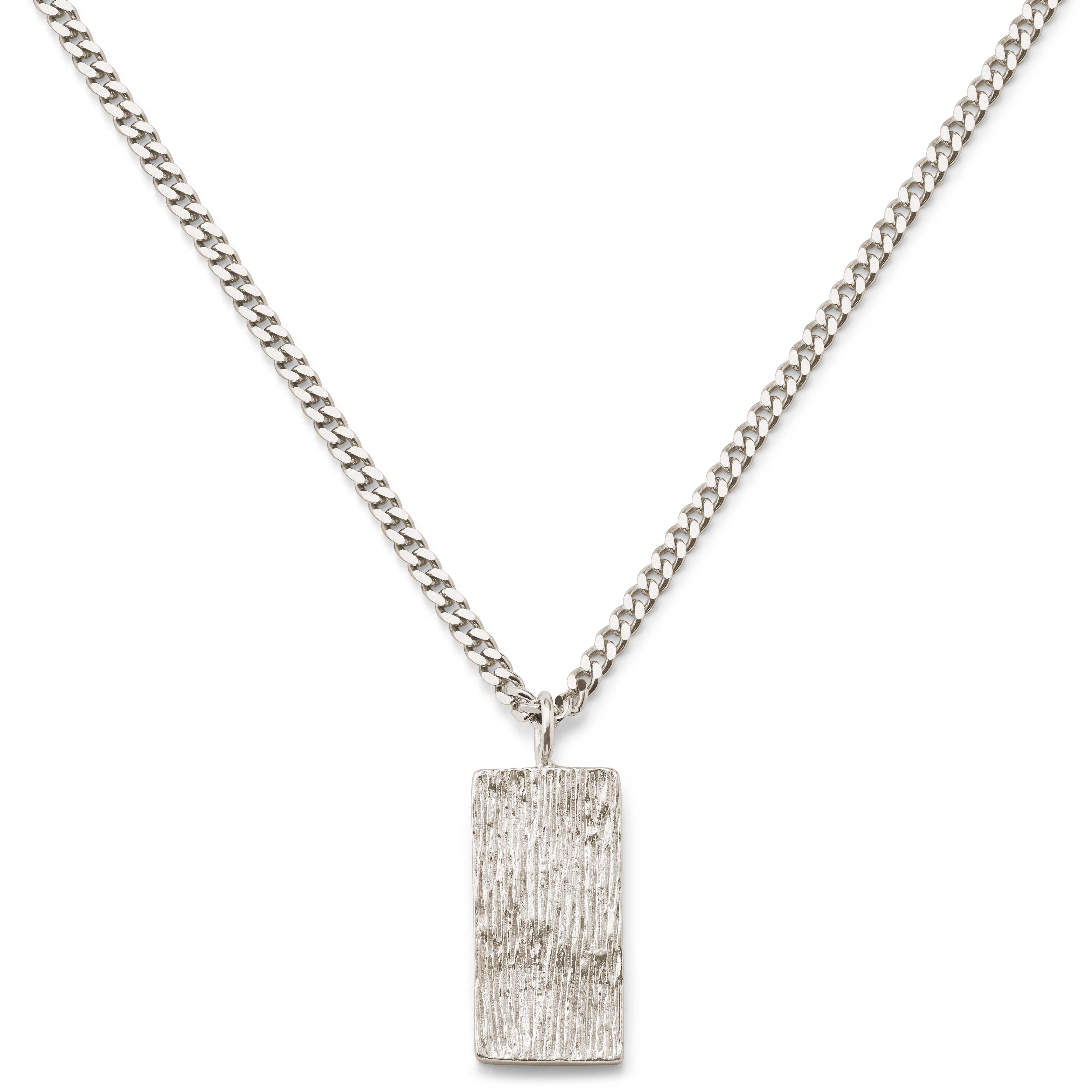 Rustic | Uncoated Raw 925 Sterling Silver Tag Necklace