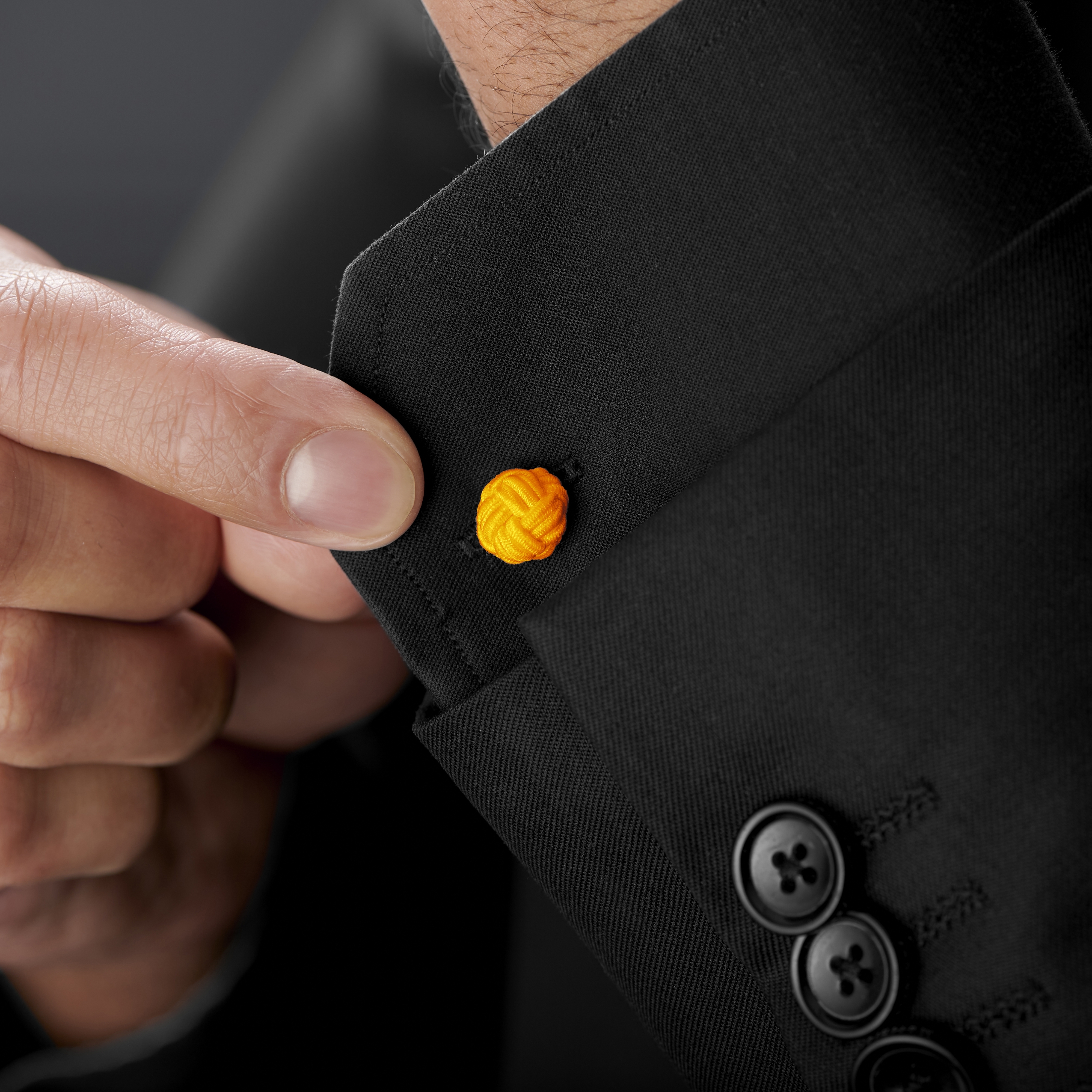 Boutons de manchette en tissu jaune  - 3