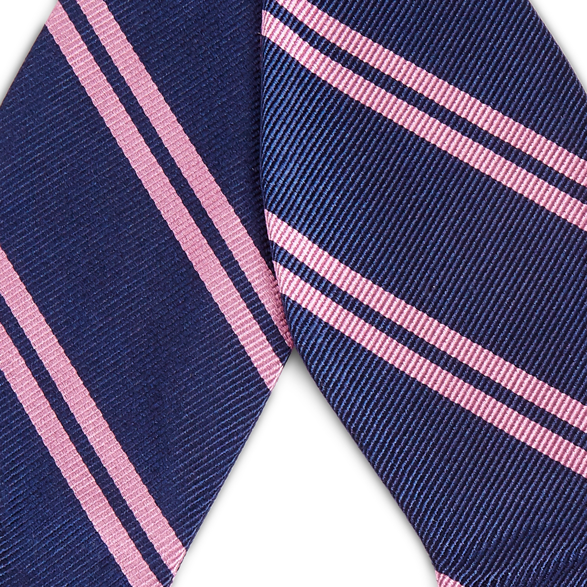 Peach Blossom & Navy Blue Twin Stripe Silk Self-Tie Bow Tie - 2