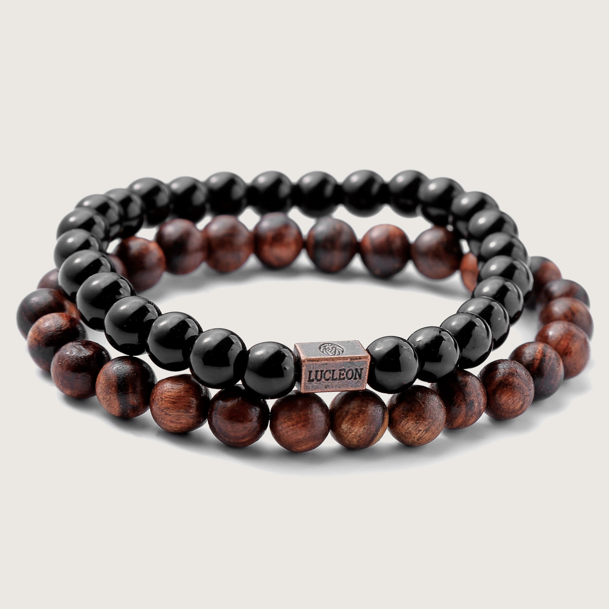 Bracciale da uomo con perline di legno, bracciale da uomo elastico, gioielli da uomo in legno - Italia