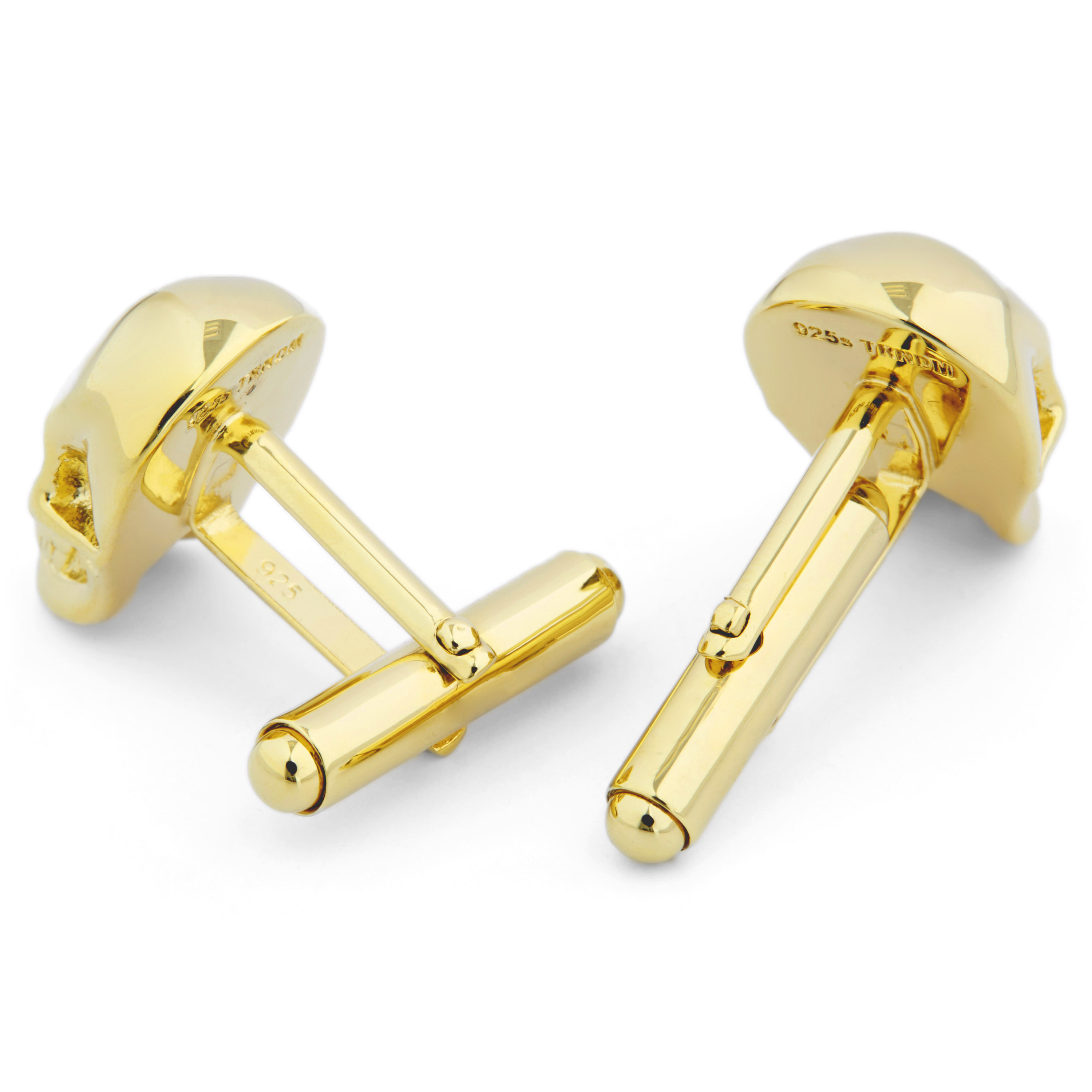 Botões de Punho Caveira em Prata Dourada - 3